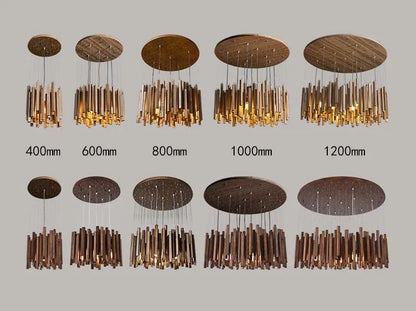 Ellis - Modern Round Wood Stick Hanging Ceiling Light