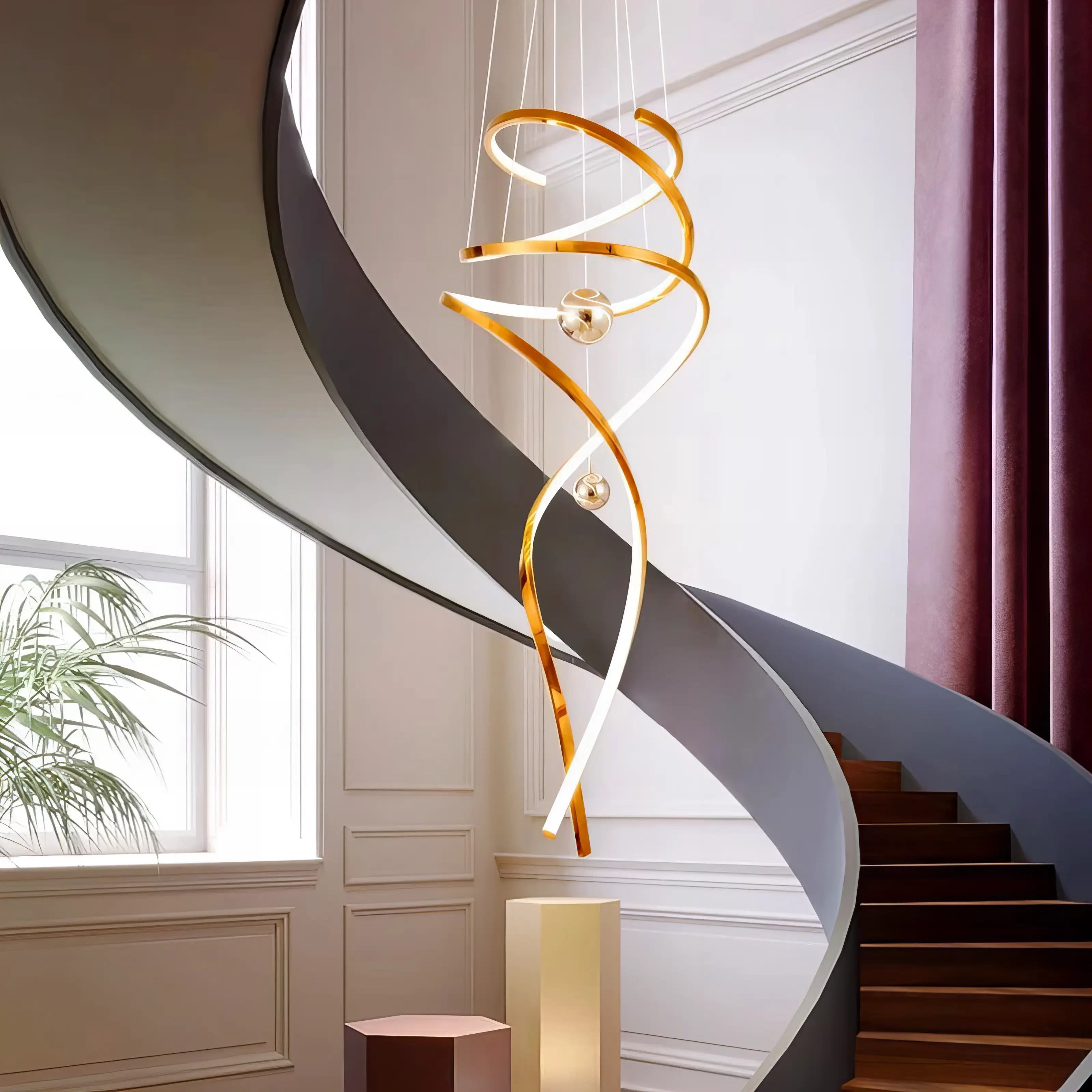 Rebecca - Modern Hanging Spiral Rose Gold Chandelier