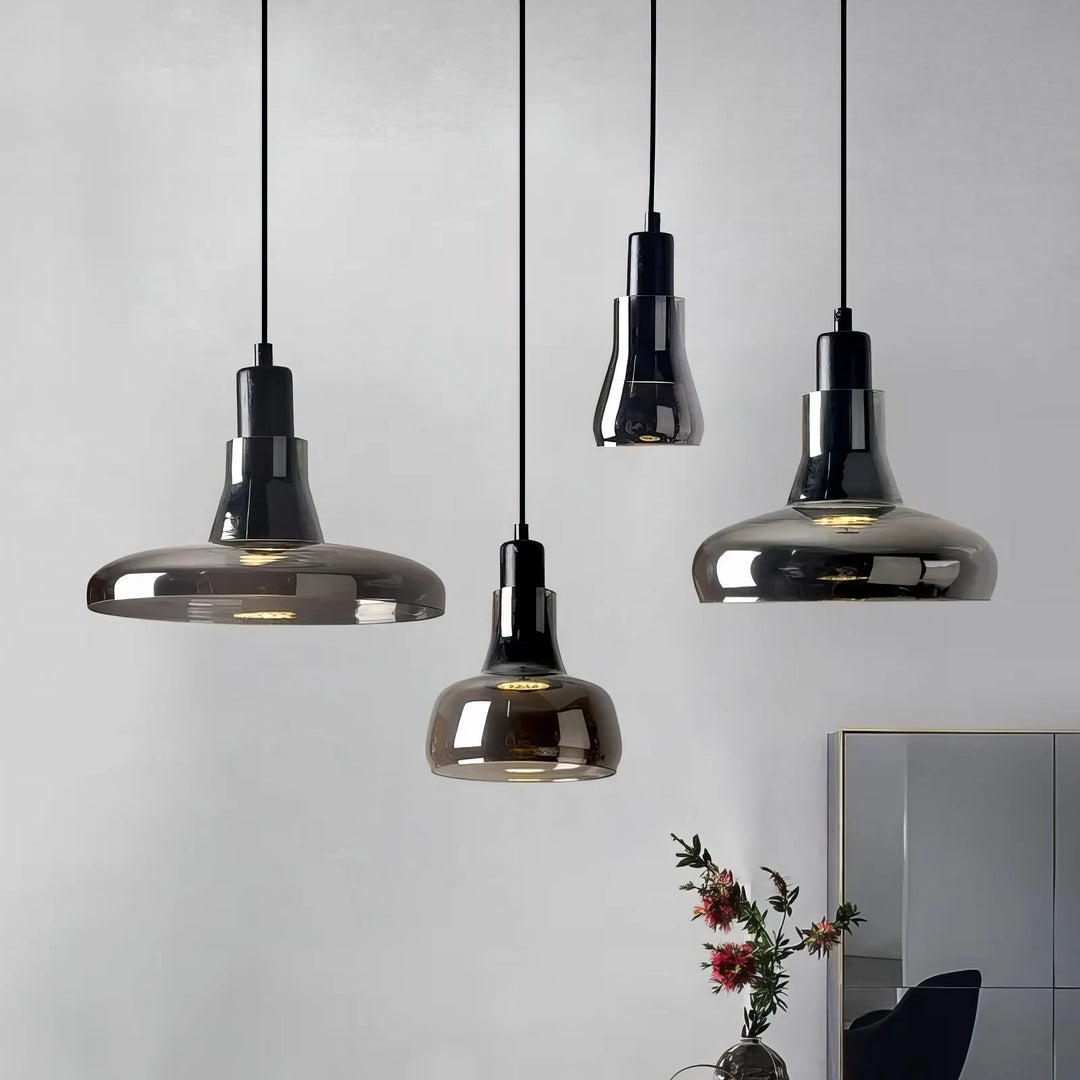 Sophie - Modern Round Smoked Glass Hanging Pendant Ceiling Light