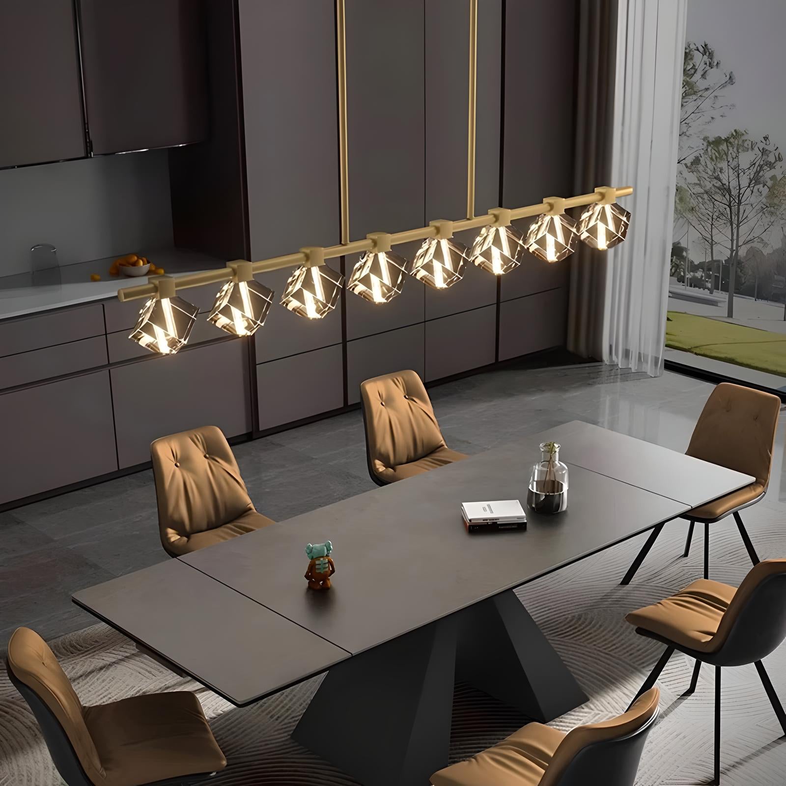 Jelena - Modern Line Crystal Glass Gold Ceiling Light Chandelier