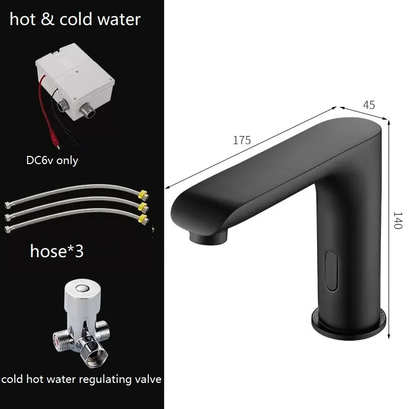 Luz - Modern Angled Spout Matte Black Touch-less Tap