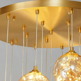 Hoffman - Modern Gold Glass Hanging Round Cluster Chandelier