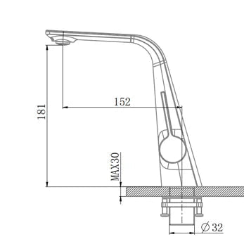 Damion - Modern Nickel Finish Single Handle Bathroom Sink Tap
