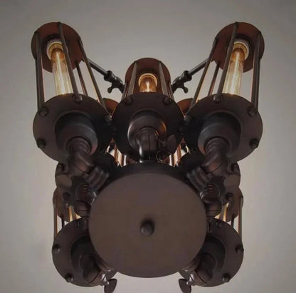 Meryem - Black Industrial Multi Head Cylindrical Iron Ceiling Light Chandelier