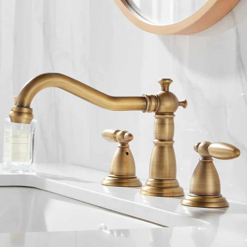 Blaise - Brass Dual Handle Curved Mixer Basin Tap