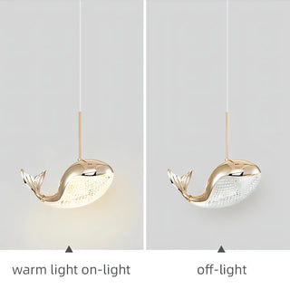 Beluga - Hanging Gold Whale Shaped Pendant Ceiling Light Chandelier