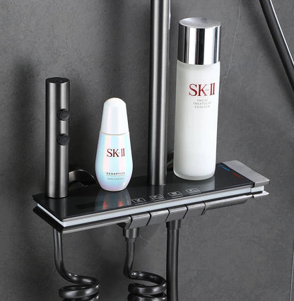 Desantis - Modern LED Rainfall Shower System with Temperature Display and Four Functions