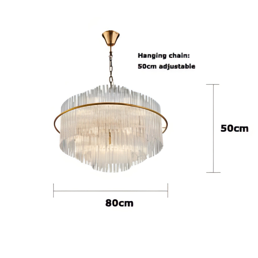 Leonard - Gold Tiered Tube Glass Crystal Round Oval Ceiling Light Chandelier