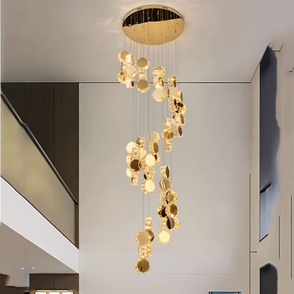 Christina - Round Crystal Gold Hanging Ceiling Chandelier