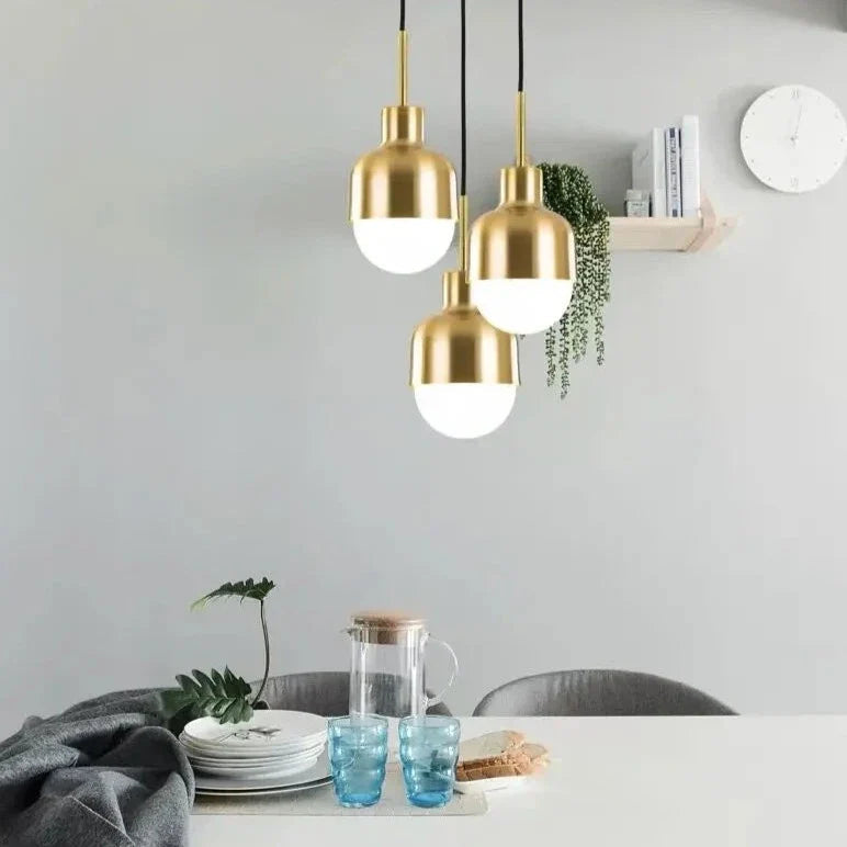 Rosalie - Modern Gold Milk Glass Shade Hanging Round Pendant Ceiling Light