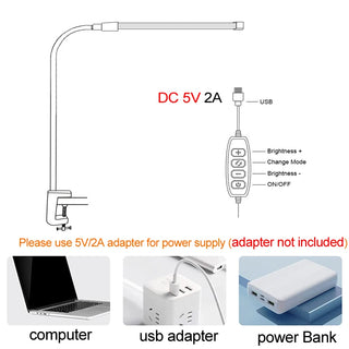 Gould - LED Computer Desk USB Clip Light With Adjustable Head