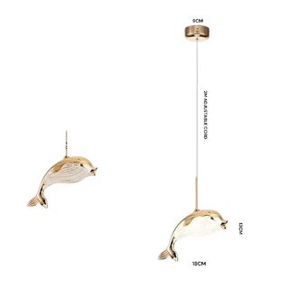 Rondio - Gold Dolphin/Whale Pendant Hanging Ceiling Light