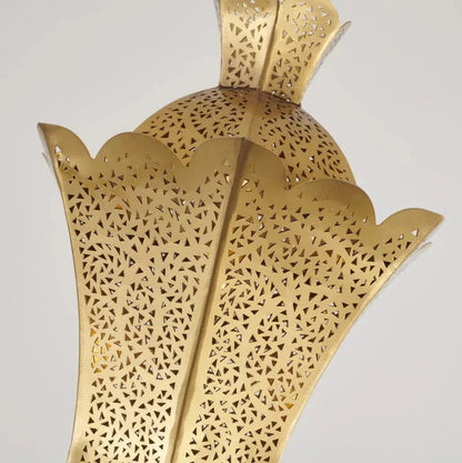 Mauro - Vintage Perforated Gold Lantern Hanging Pendant Ceiling Light
