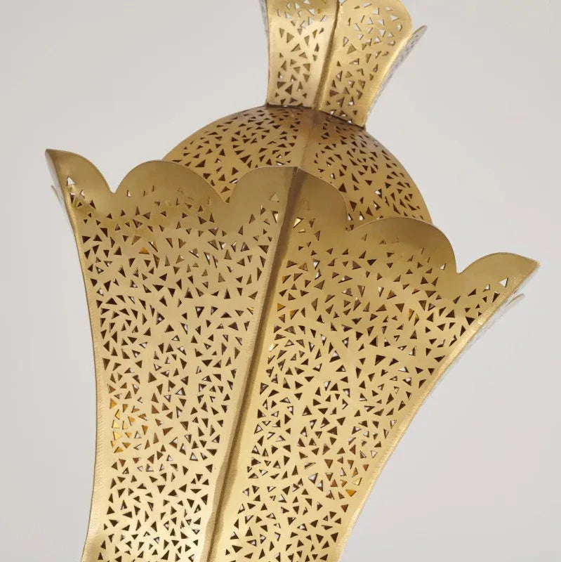 Mauro - Vintage Perforated Gold Lantern Hanging Pendant Ceiling Light