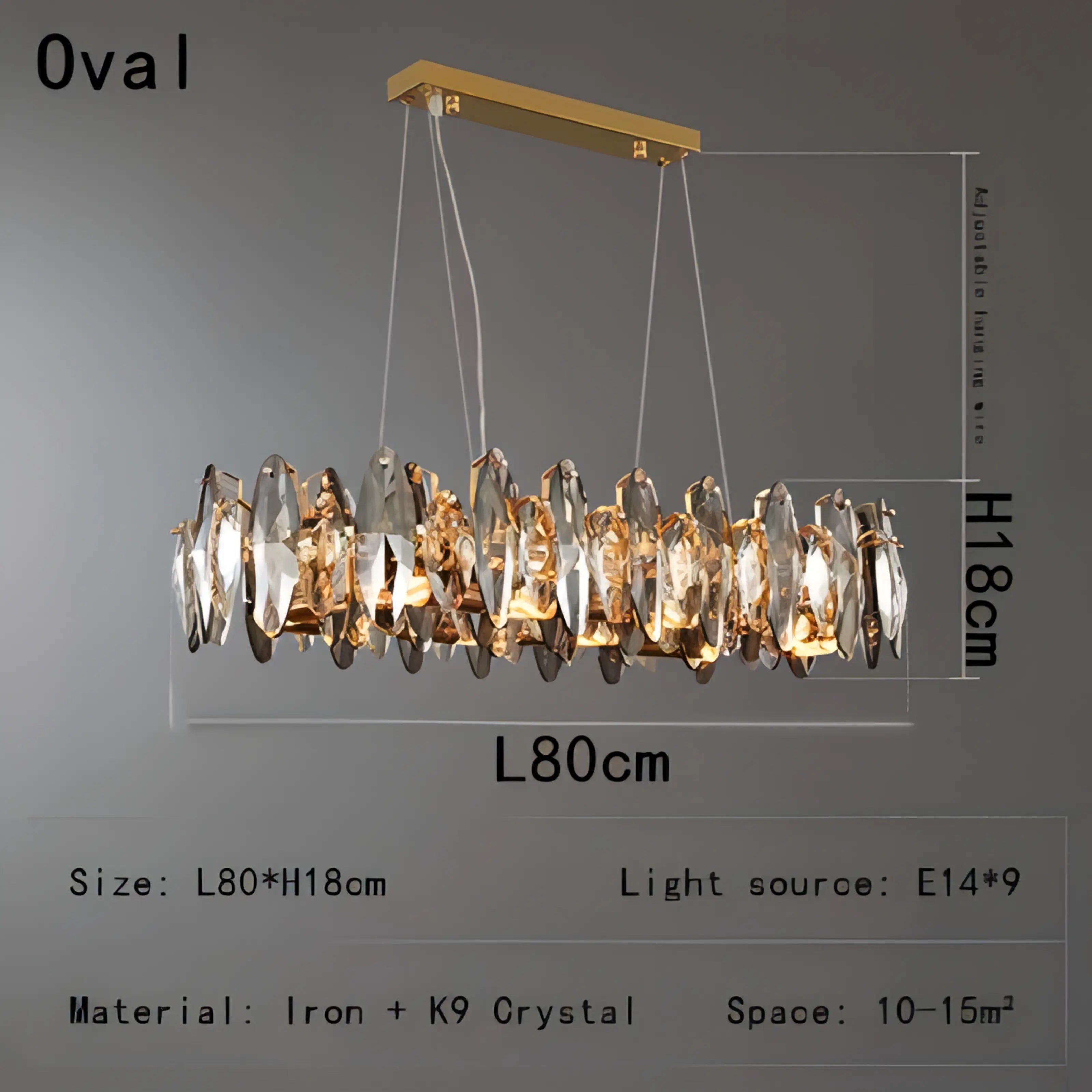 Annelie - Smoked Transparent Crystal Ceiling Chandelier