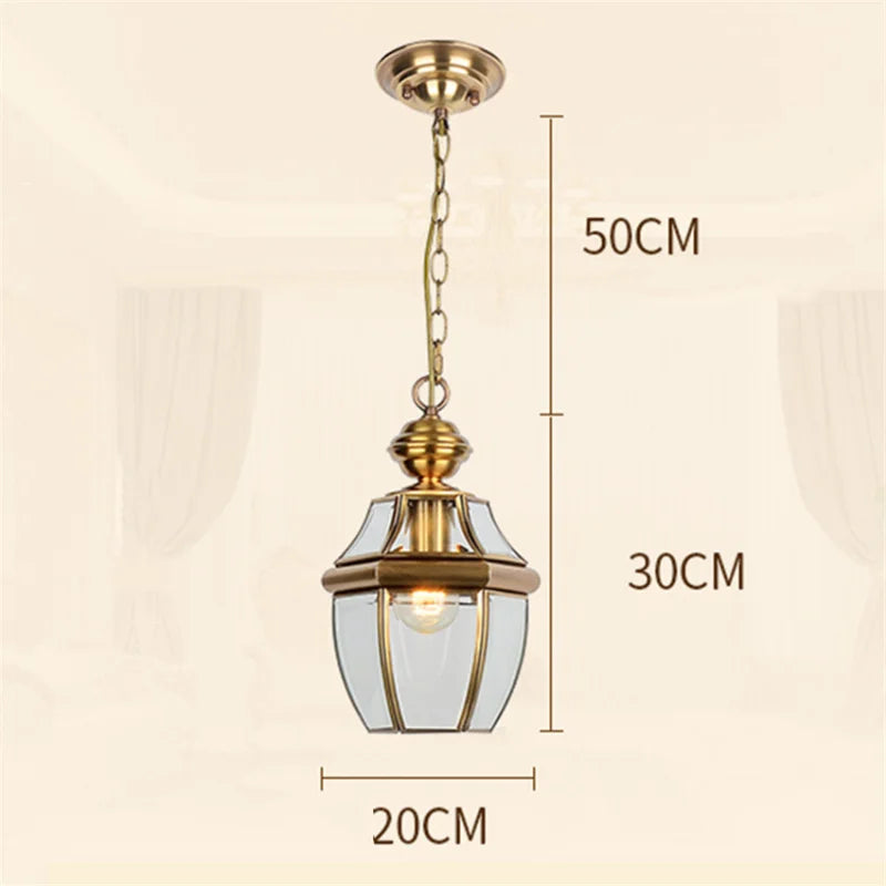Jacqueline - Vintage Copper Shade Glass Hanging Pendant Light