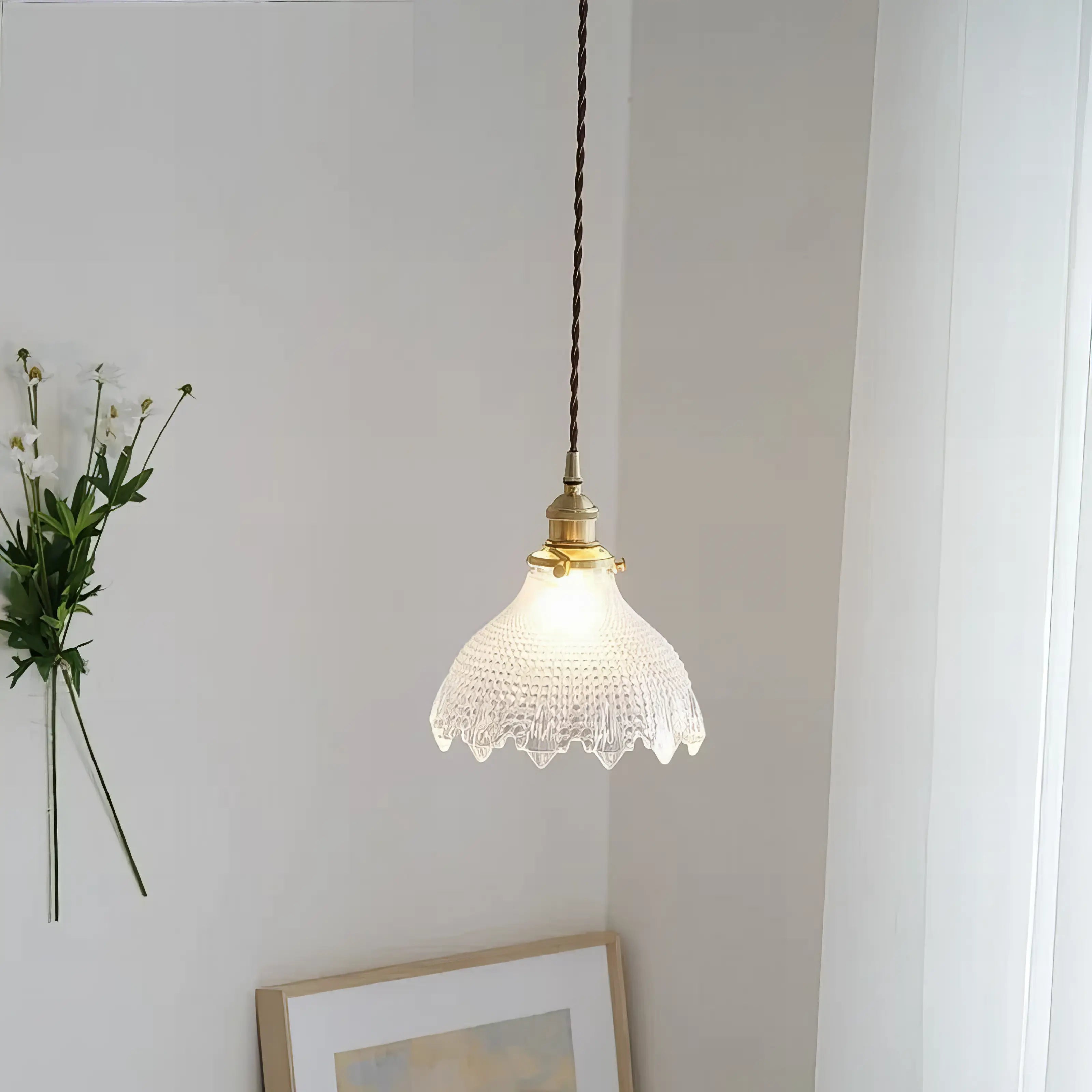 Ella - Vintage Patterned Glass Pendant Ceiling Light