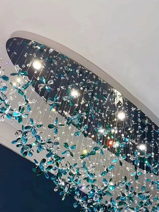 Emmaline - Blue Crystal Glass Hanging Ceiling Chandelier