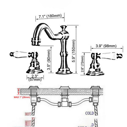 Maloney - Vintage Brass Dual Handle Deck Mounted Basin Mixer Tap