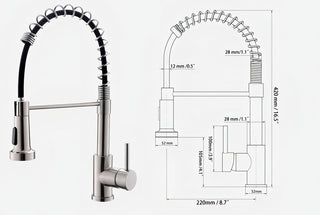 Onyx - Pull Down Swivel Spout Kitchen Tap Hot/Cold Water