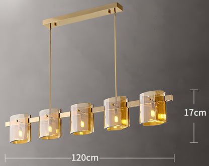 Axton - Hanging Multi Head Tinted Curved Glass Ceiling Light Chandelier