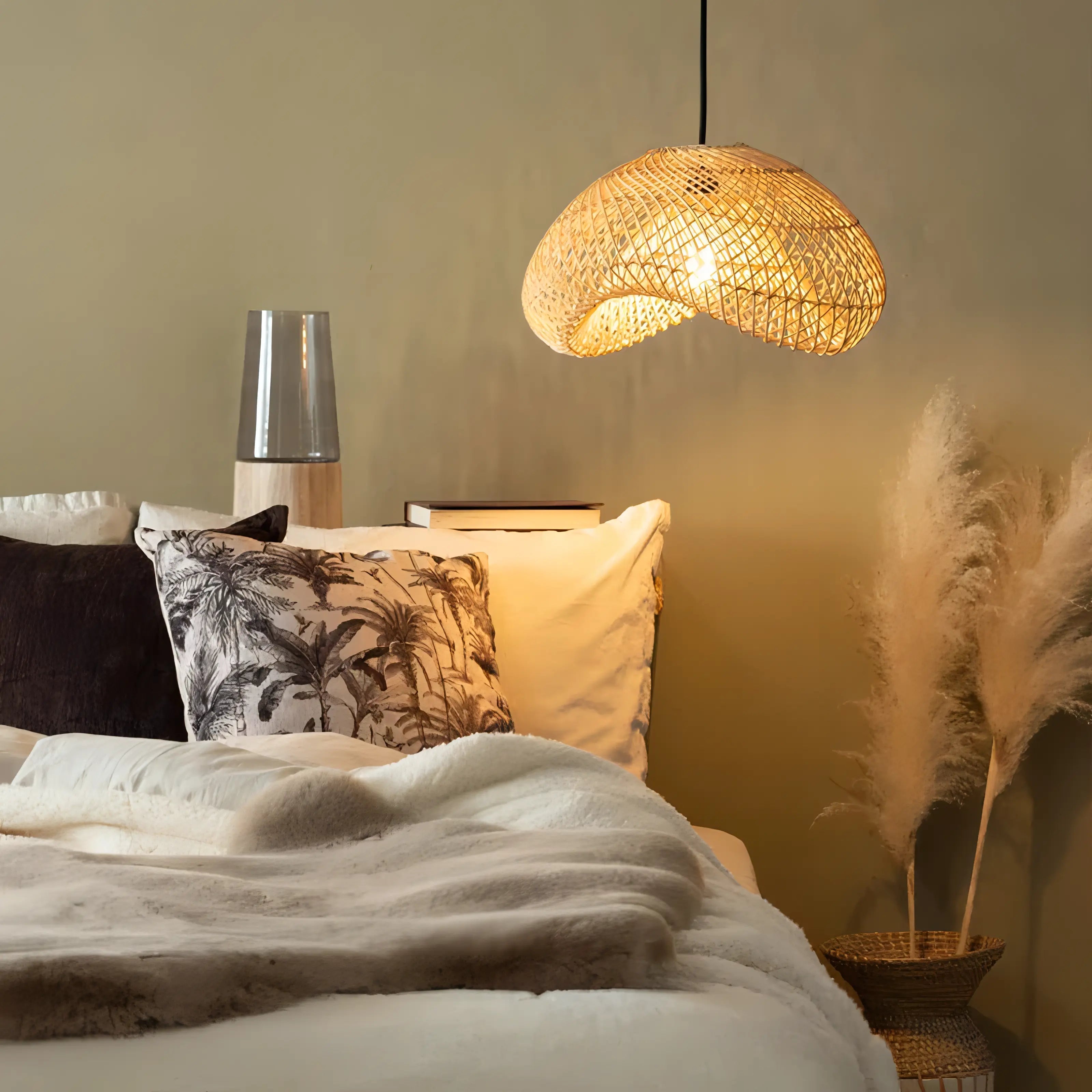 Bernardo - Wicker and Rattan Round Pendant Ceiling Light