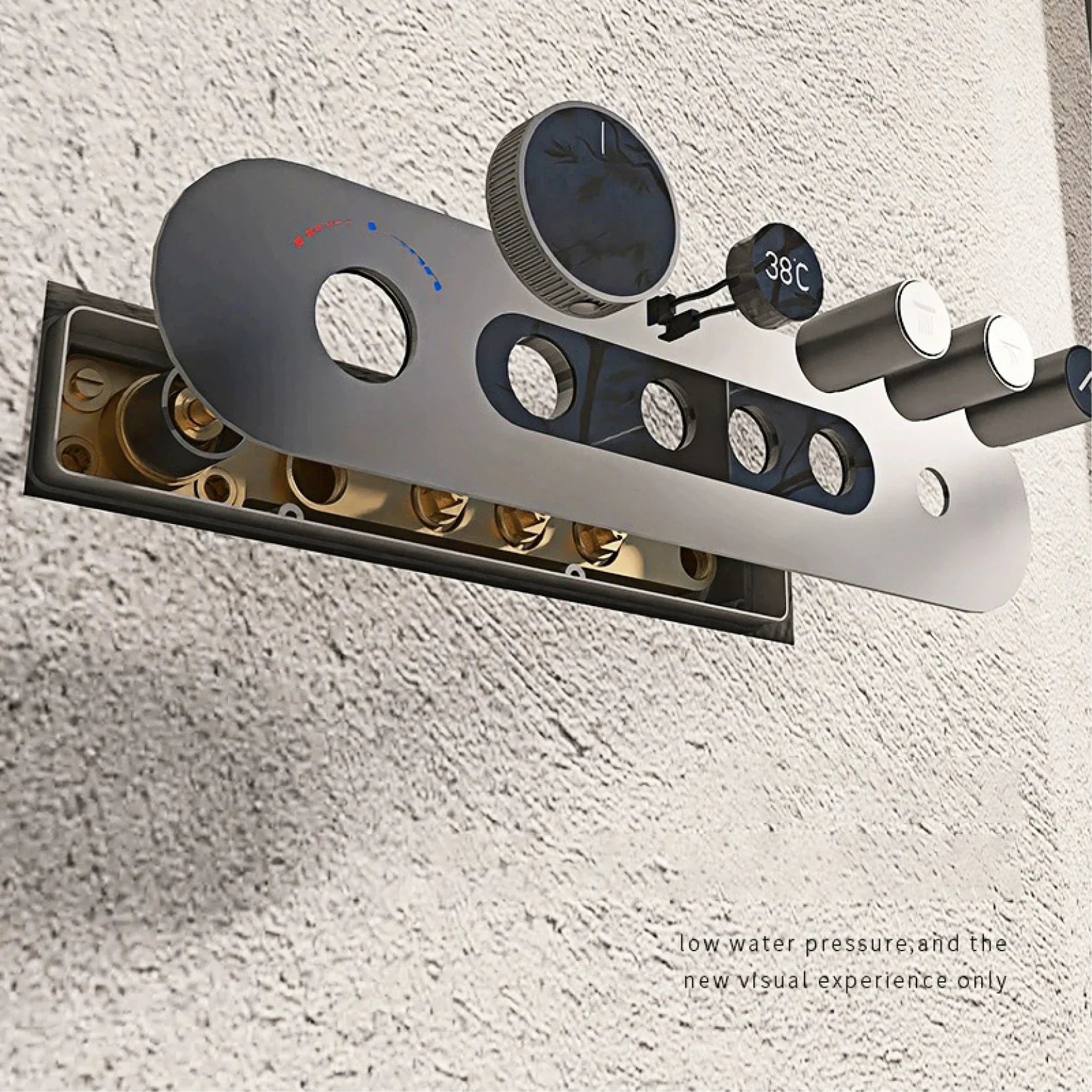 Cordell - Brass Round Waterfall Shower System with Digital Display