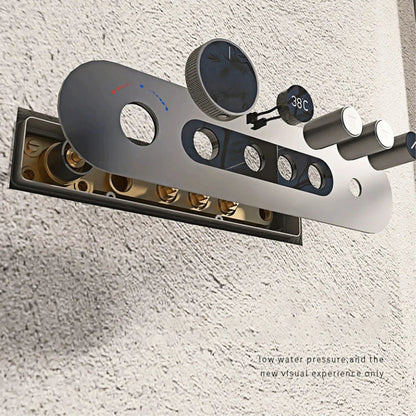 Cordell - Brass Round Waterfall Shower System with Digital Display