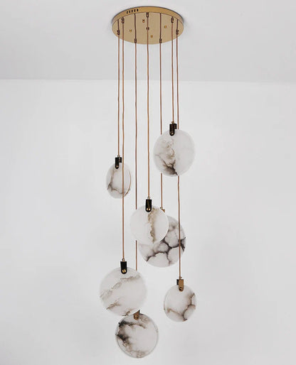 Bates - Modern Round Marble Hanging Ceiling Chandelier