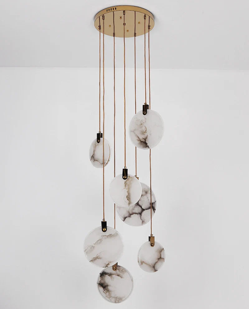 Bates - Modern Round Marble Hanging Ceiling Chandelier
