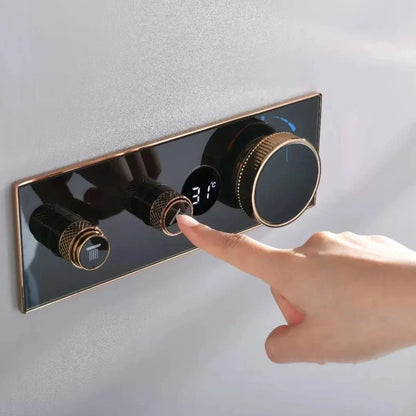 Dominick - Gold Thermostatic Shower Set with Digital Display and Dual Handle Controls