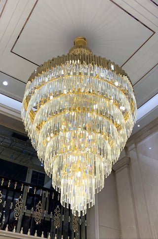 Duke - Gold Multi Tier Round Crystal Glass Hanging Ceiling Light Chandelier