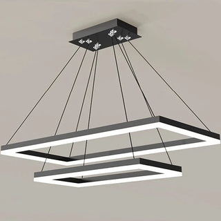 Grey Tiered Hanging Rectangle Modern Chandelier