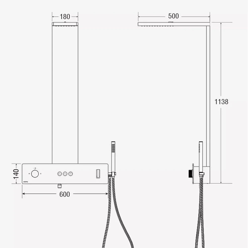 Buckner - Thermostatic Shower System with Storage and Towel Rack