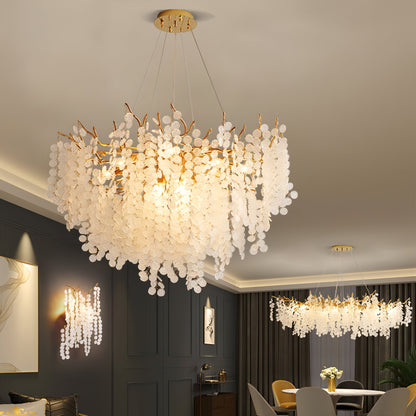 Layne - Glass Gold Tree Hanging Flower Petal Ceiling Light Chandelier