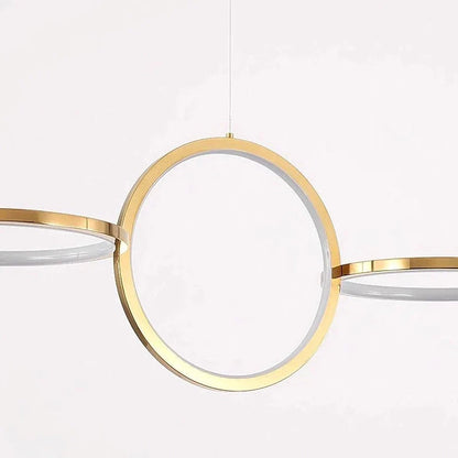 Golden Modern Hanging Ring Round Line Chandelier