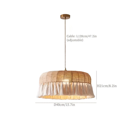 Juwan - Wicker Hand-Knitted Round Tassel Ceiling Light