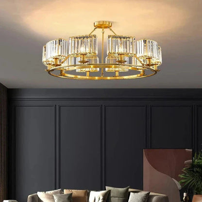 Harper - Gold Crystal Round Hanging Chandelier