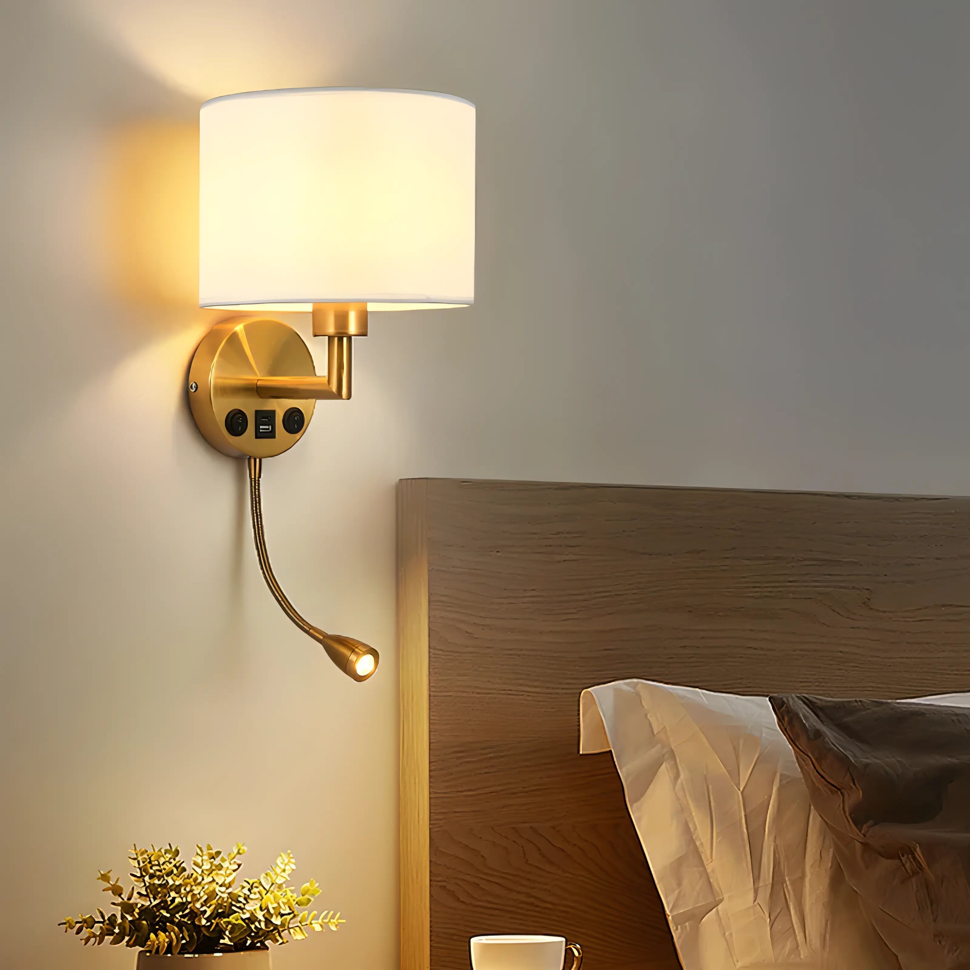 Vallejo - Fabric Shade Rotating Bedside Reading Wall Light