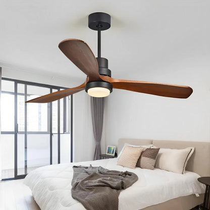 Brett - Modern Ceiling Fan with Dark Wood Blades and LED Light