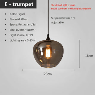 Filomena - Nordic Smoke Grey Glass Hanging Pendant Ceiling Light