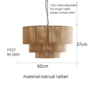 Carnes - Rattan Wicker Pendant Ceiling Light Bohemian Style