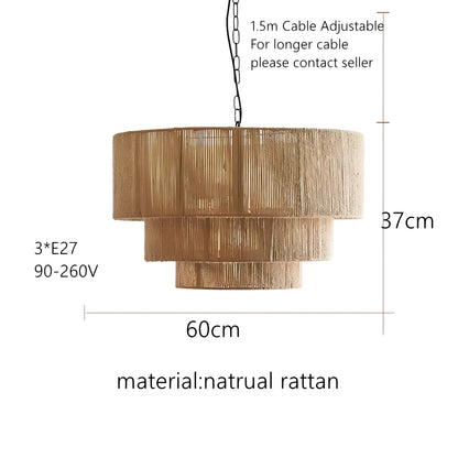 Carnes - Rattan Wicker Pendant Ceiling Light Bohemian Style