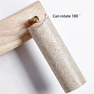 Pharez - Wabi-Sabi Stone Walnut Log Wood Rotatable Wall Light