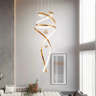 Rebecca - Modern Hanging Spiral Rose Gold Chandelier