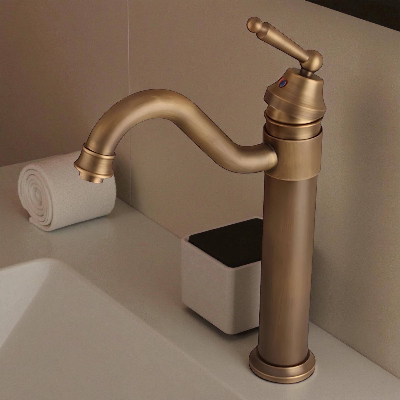 Dennison - Vintage Porcelain Brass Single Lever Basin Mixer Tap