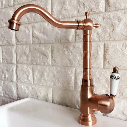 Anastasia - Vintage Style High Arc Red Copper Basin Mixer
