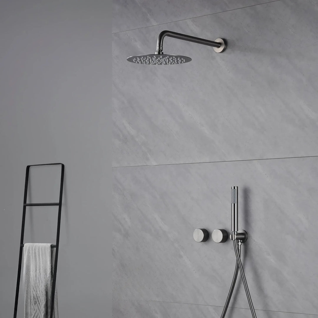 Julianna - Dual Handle Wall Mounted Modern Rainfall Shower Set