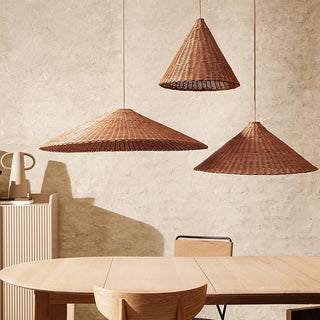 Erendira - Japanese Woven Wabi Sabi Cone Hanging Pendant Ceiling Light