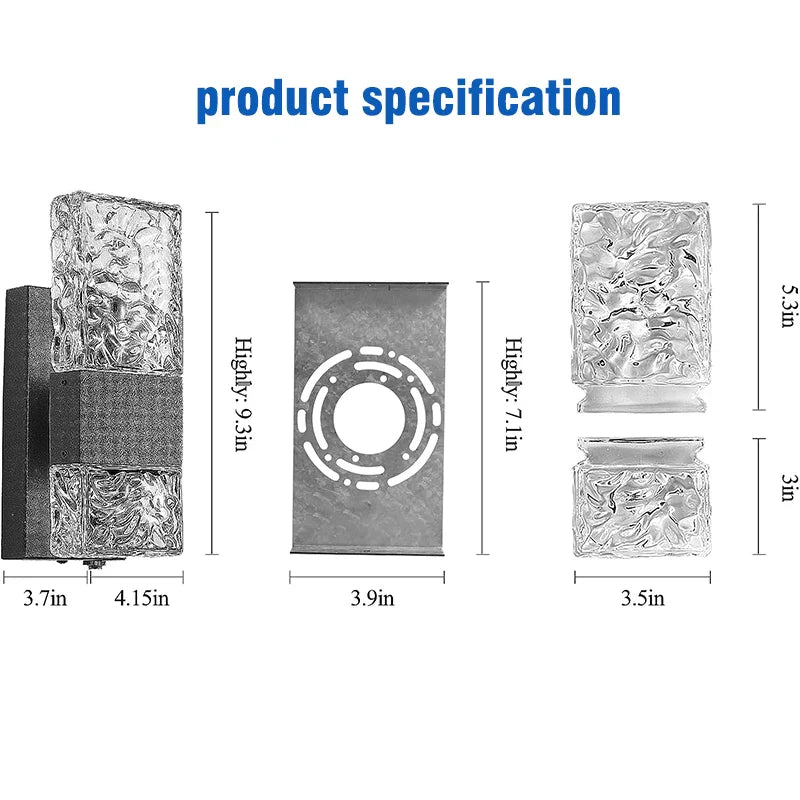 Makenzi - Modern LED Patterned Glass Outdoor Wall Light with Light Sensor